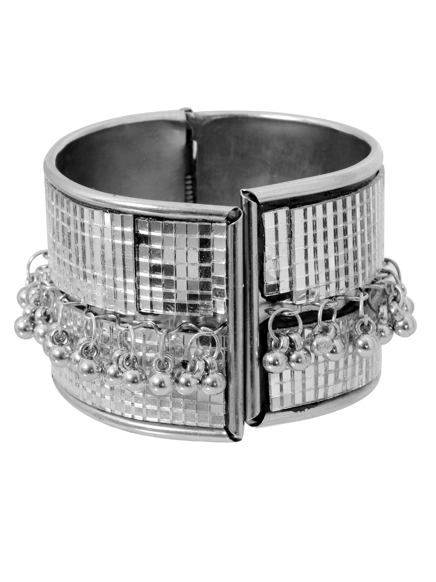 Ghungroo Delight Mirror Embellished Cuff Bracelets