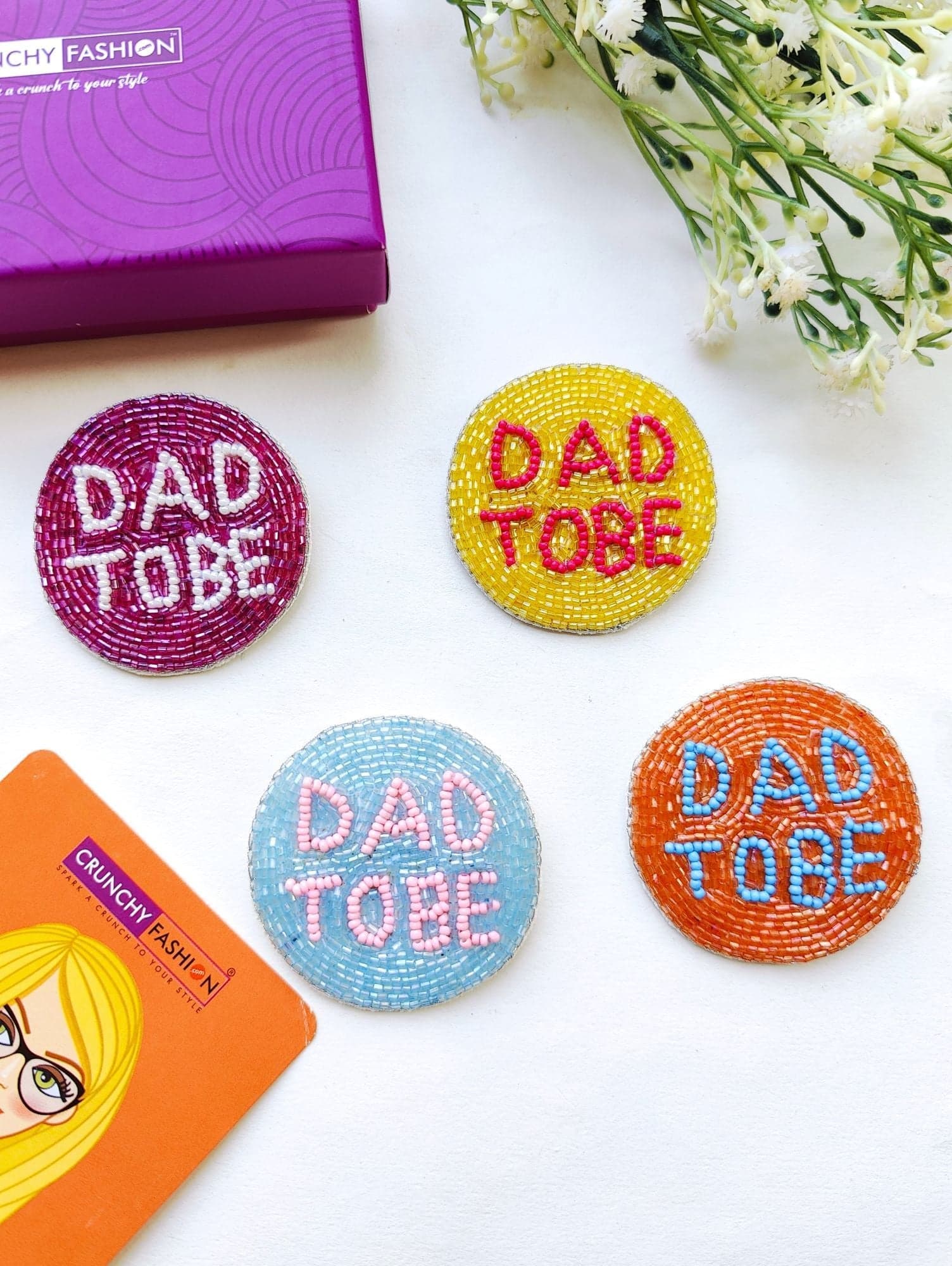 Dad To Be: Sky Blue Handcrafted Beaded Brooch for Maternity & Photoshoot