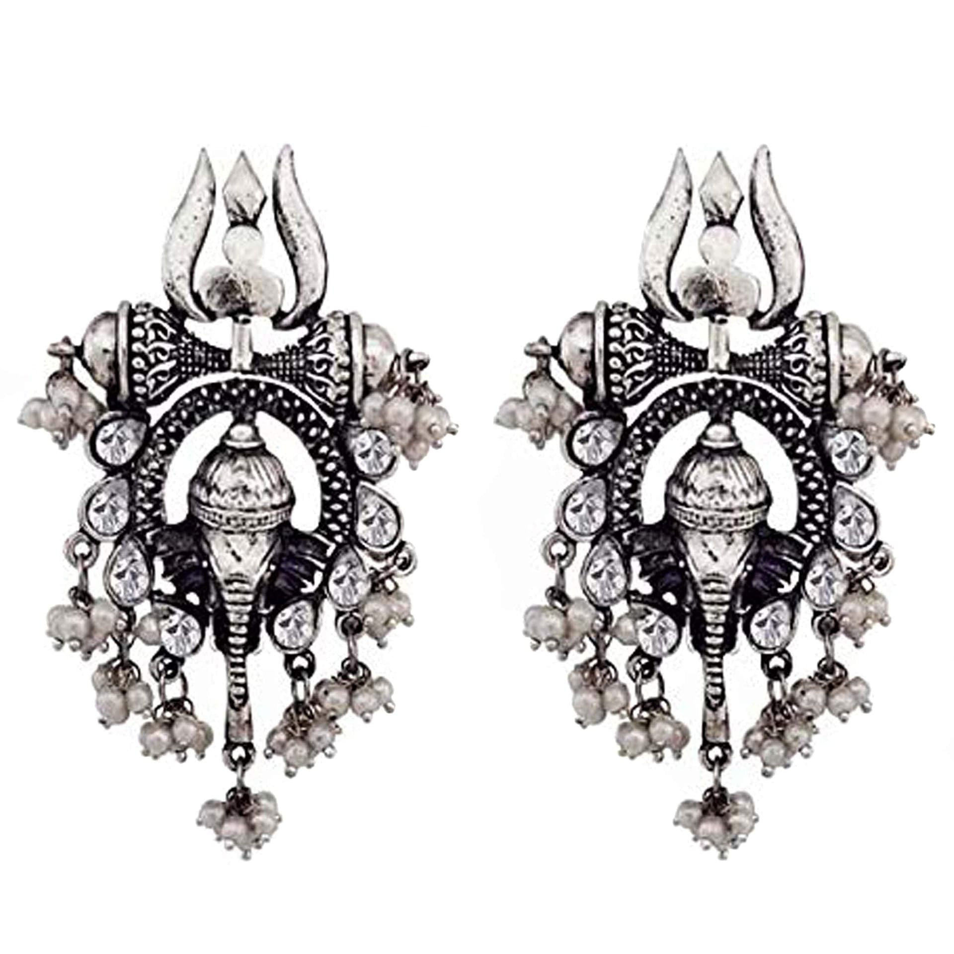 Enchanting Antique Oxidised Silver Earrings, Jewel of Unfading Beauty