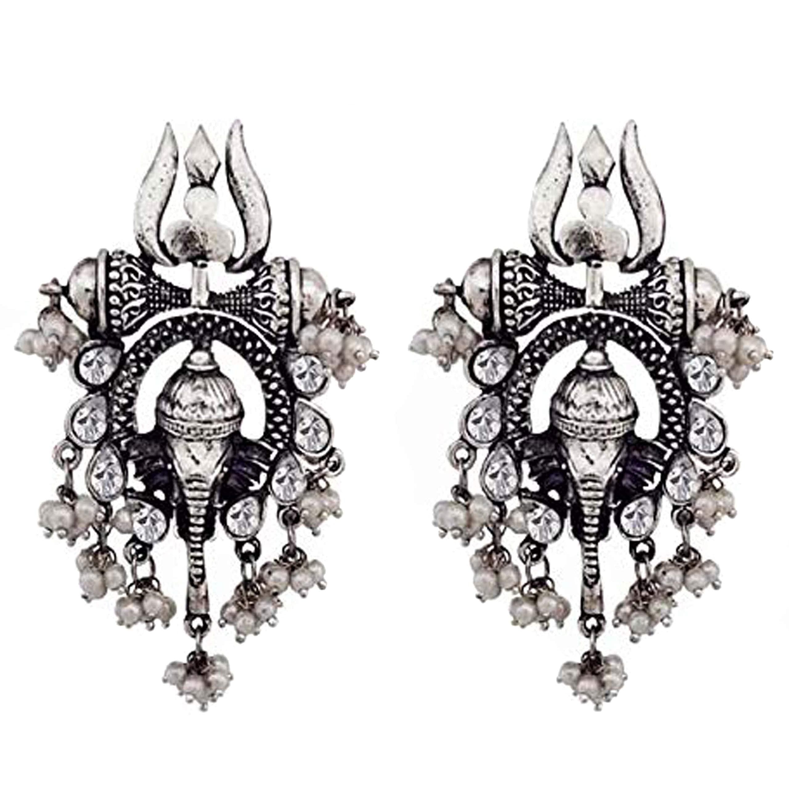 Enchanting Antique Oxidised Silver Earrings, Jewel of Unfading Beauty