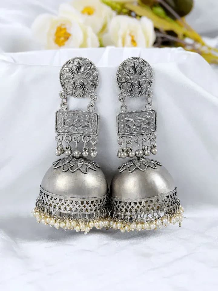 Pakistani Jhumka Charm: Oxidised Silver Earrings Collection