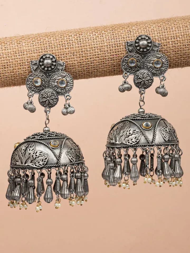 Exquisite Silver Oxidised Big Pakistani & Afgani Jhumka Earrings
