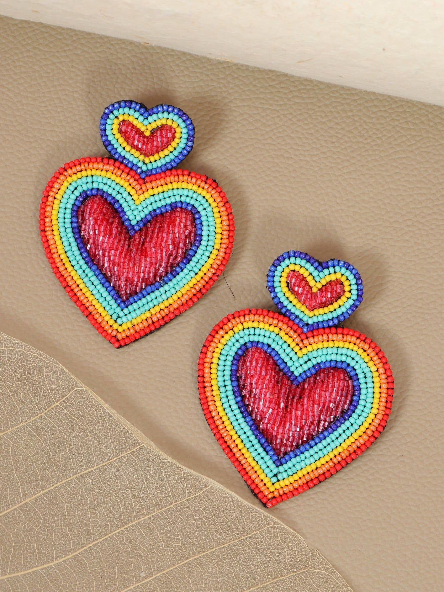 Heart's Allure - Multicolored Handcrafted Beaded Earrings