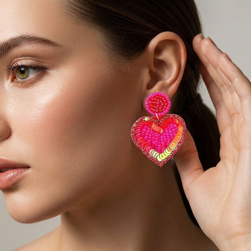 Mini Heart Pink Earrings – Whimsical Handmade Summer Statement Jewelry