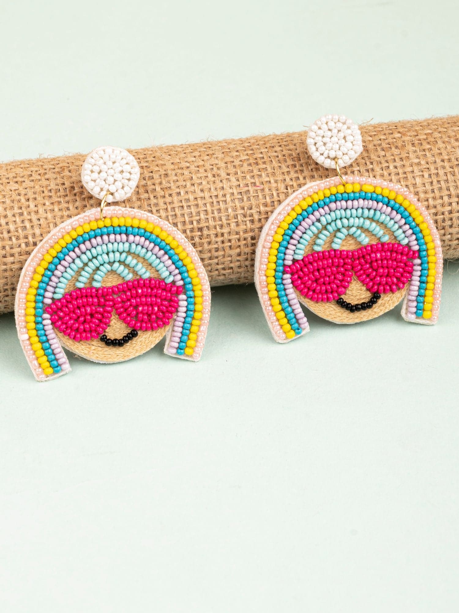 MultiHue Maiden Marvel: Funky Girl Face Drop Earrings
