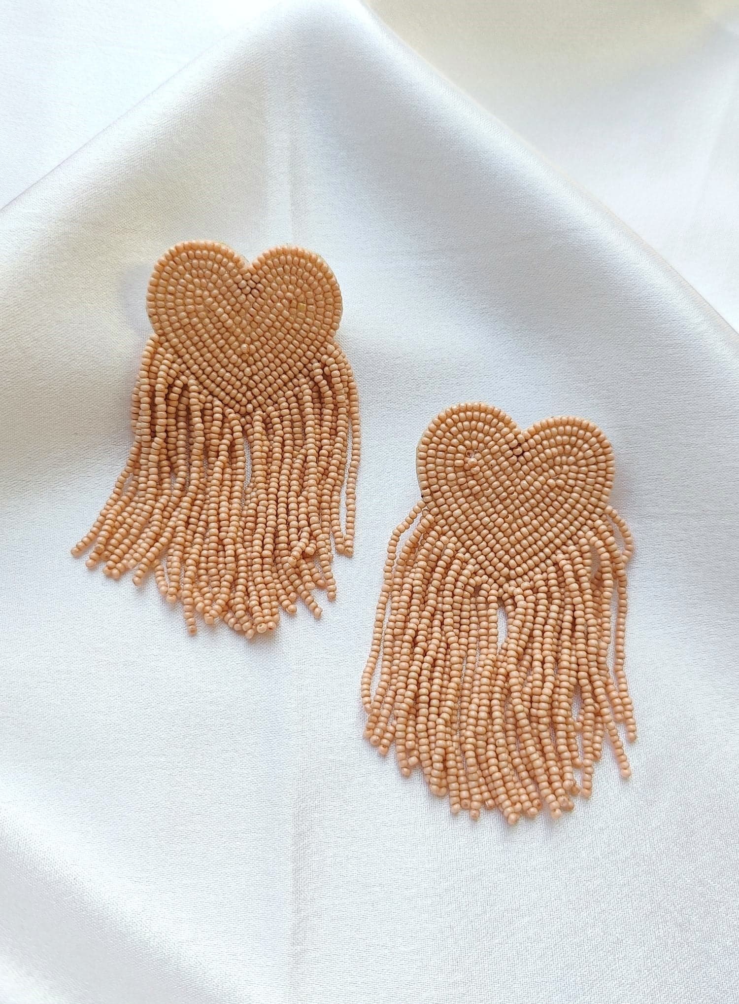 Red Heart Beaded Tassel Earrings – Handmade Jewelry Gift for Trendy Women & Girls