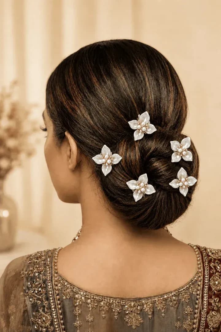 Exquisite White Floral Acrylic Hair Pins: Perfect Wedding Hair Accessory