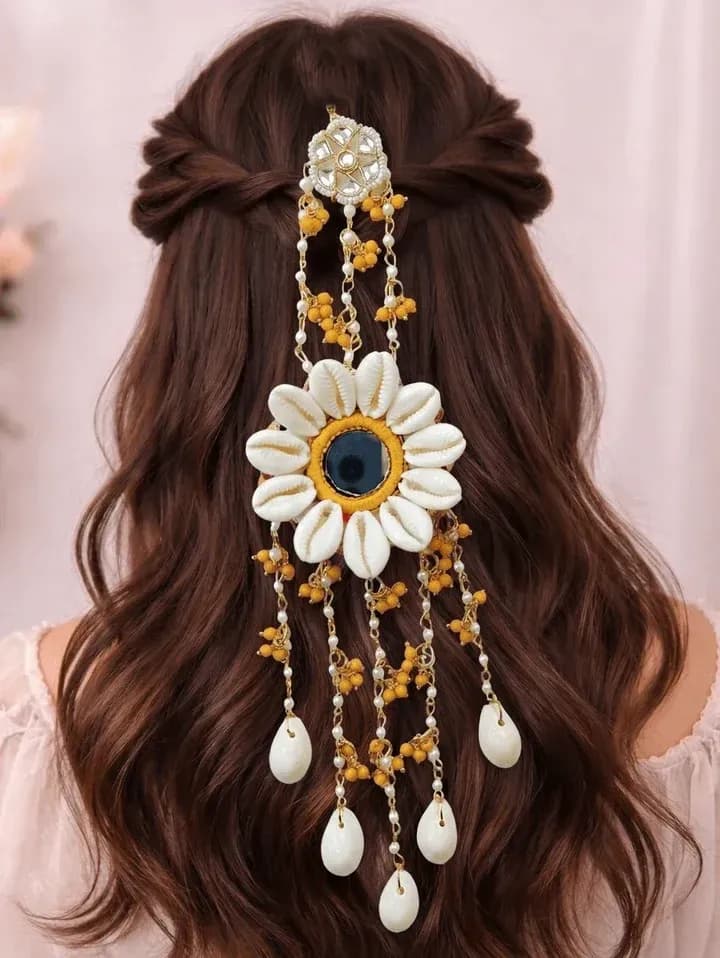 Nuptial Glow: Handcrafted Shell and Pearl Hair Accessories for Wedding