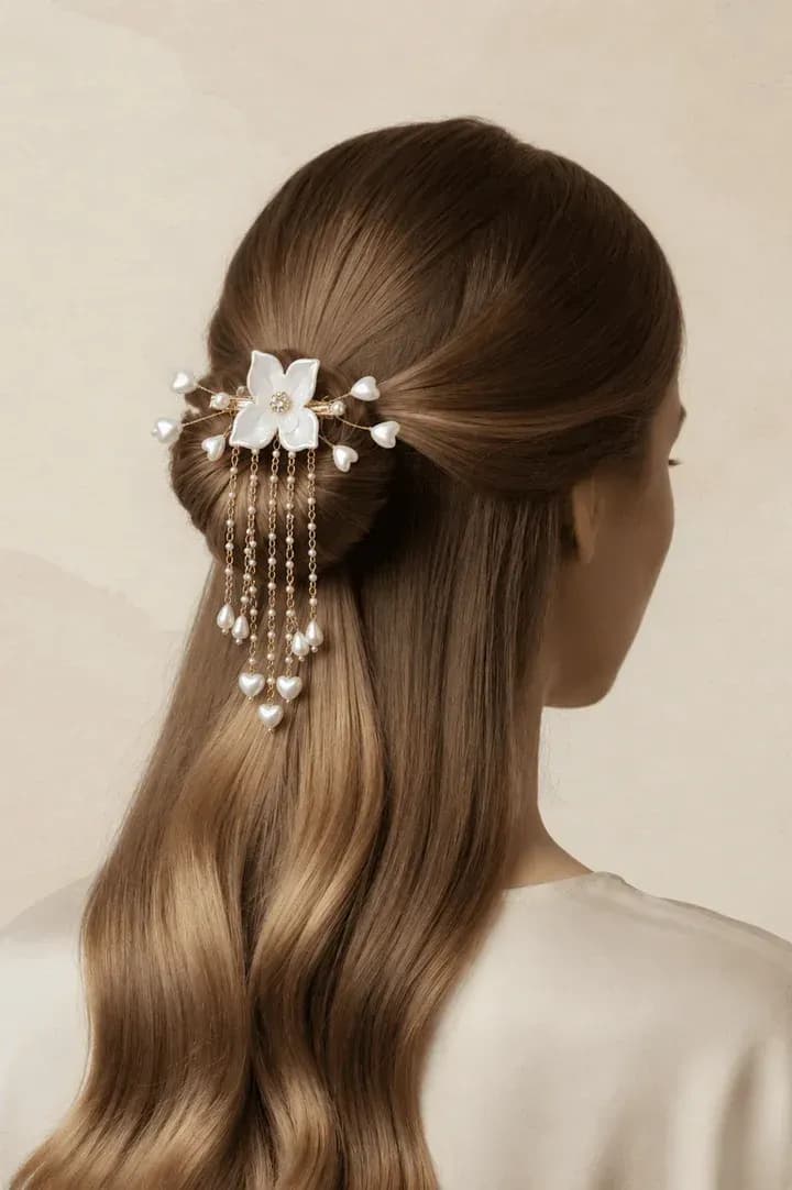 Floral Elegance - Shell & Pearl Hair Accessories for Fashion Savvy Women