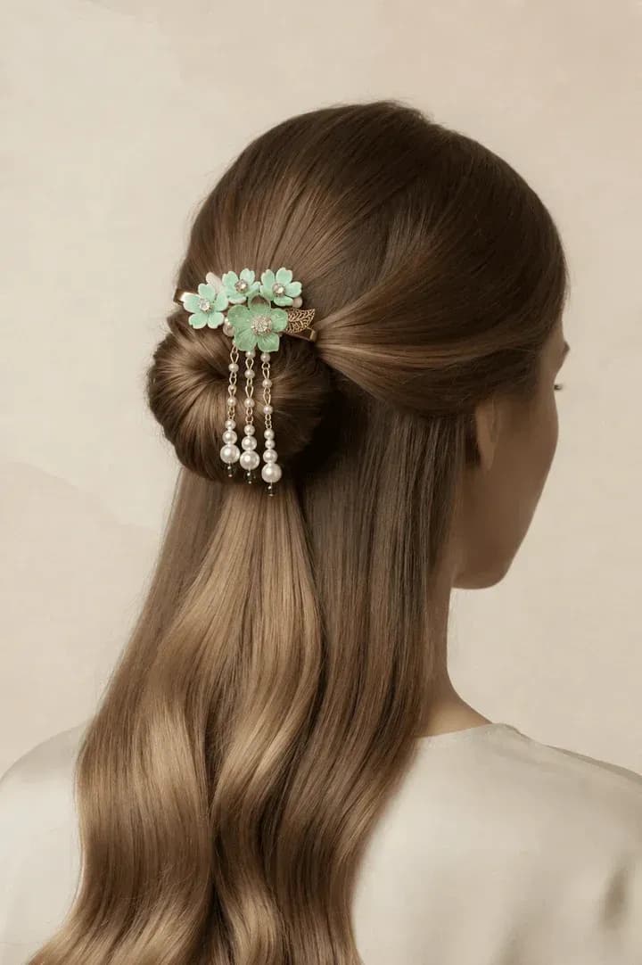 Floral Fantasy: Handmade Shell and Pearl Hair Accessories for Women