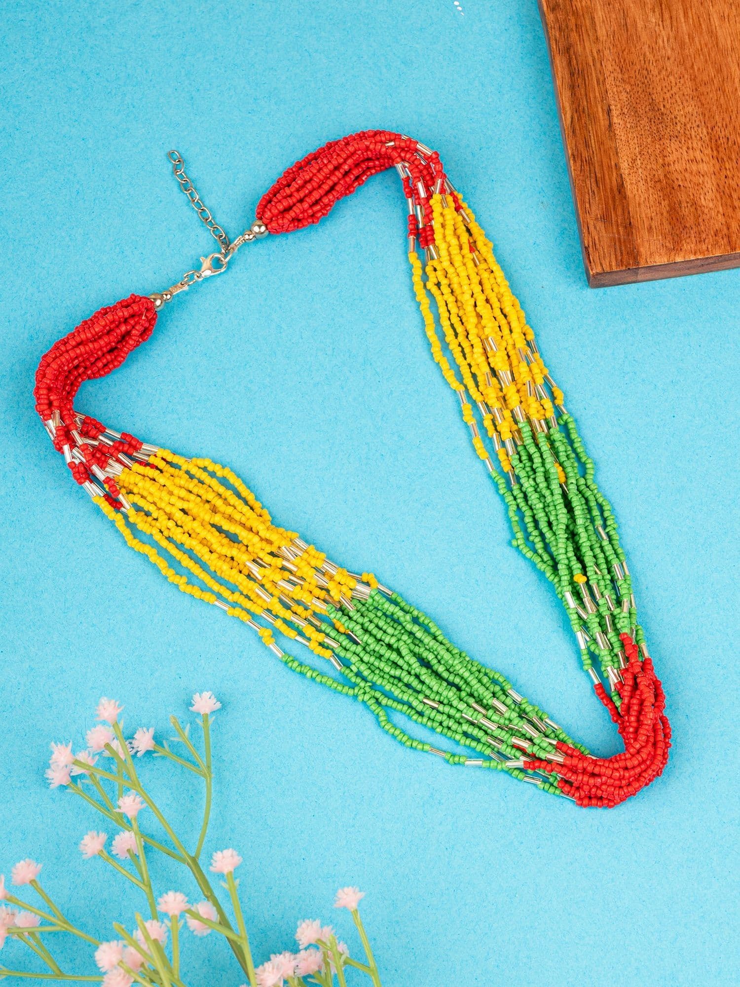 Bohemian Majesty: Handmade Multicolor Beaded African Necklace