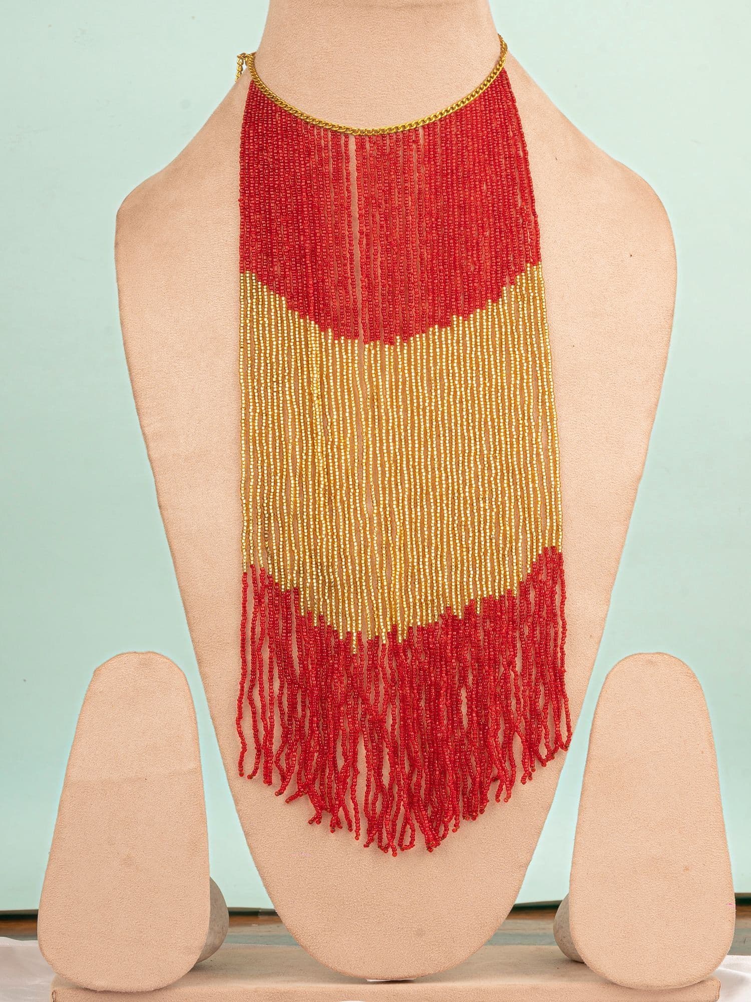 Fashionable Red Gold Fusion - The Ultimate Beaded Necklace