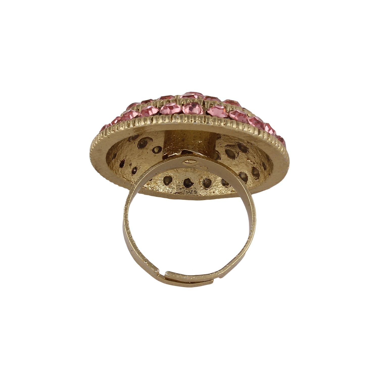 Gold Plated Elegance: Classic Pink Stone Rings for Women