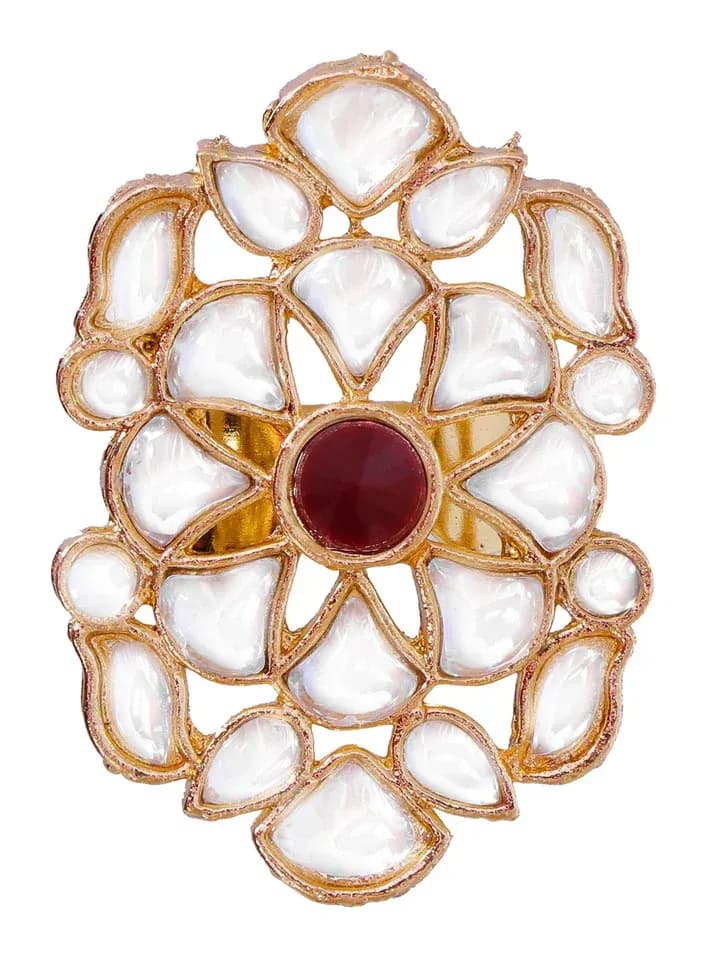 White Kundan Passion: Gold Plated, Party-Ready Fashion Rings for Women