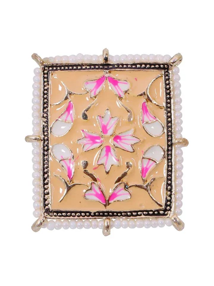 Peach Meenakari Flower Design Party Ring, Golden Elegance, Party Jewellery for Women
