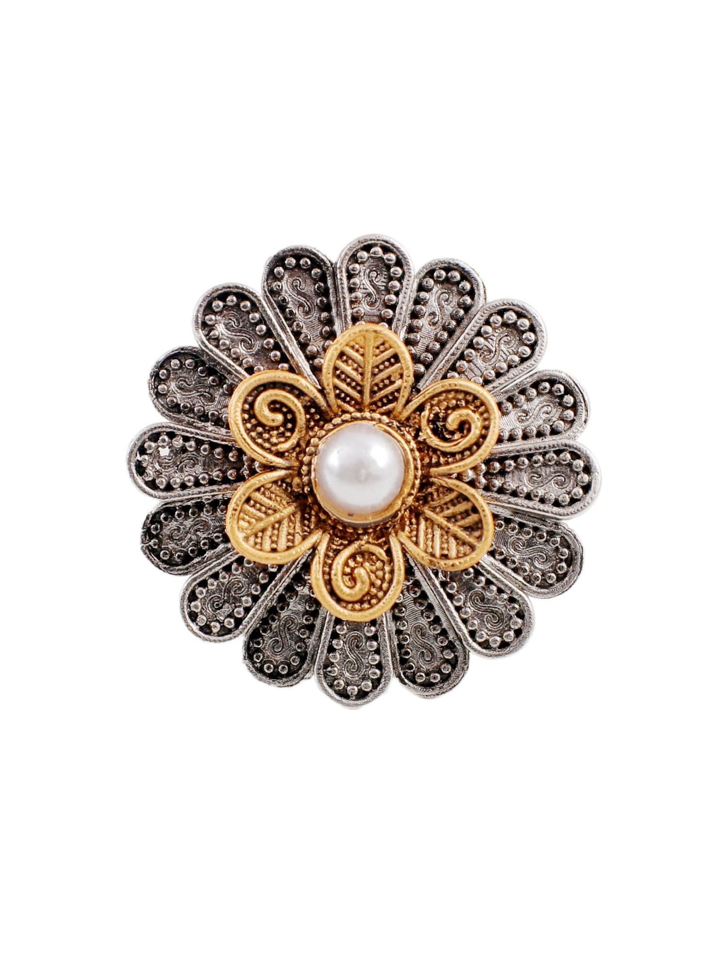 Floral Bliss Adjustable Silver Ring—Oxidized Party, Wedding Jewelry Gift for Women