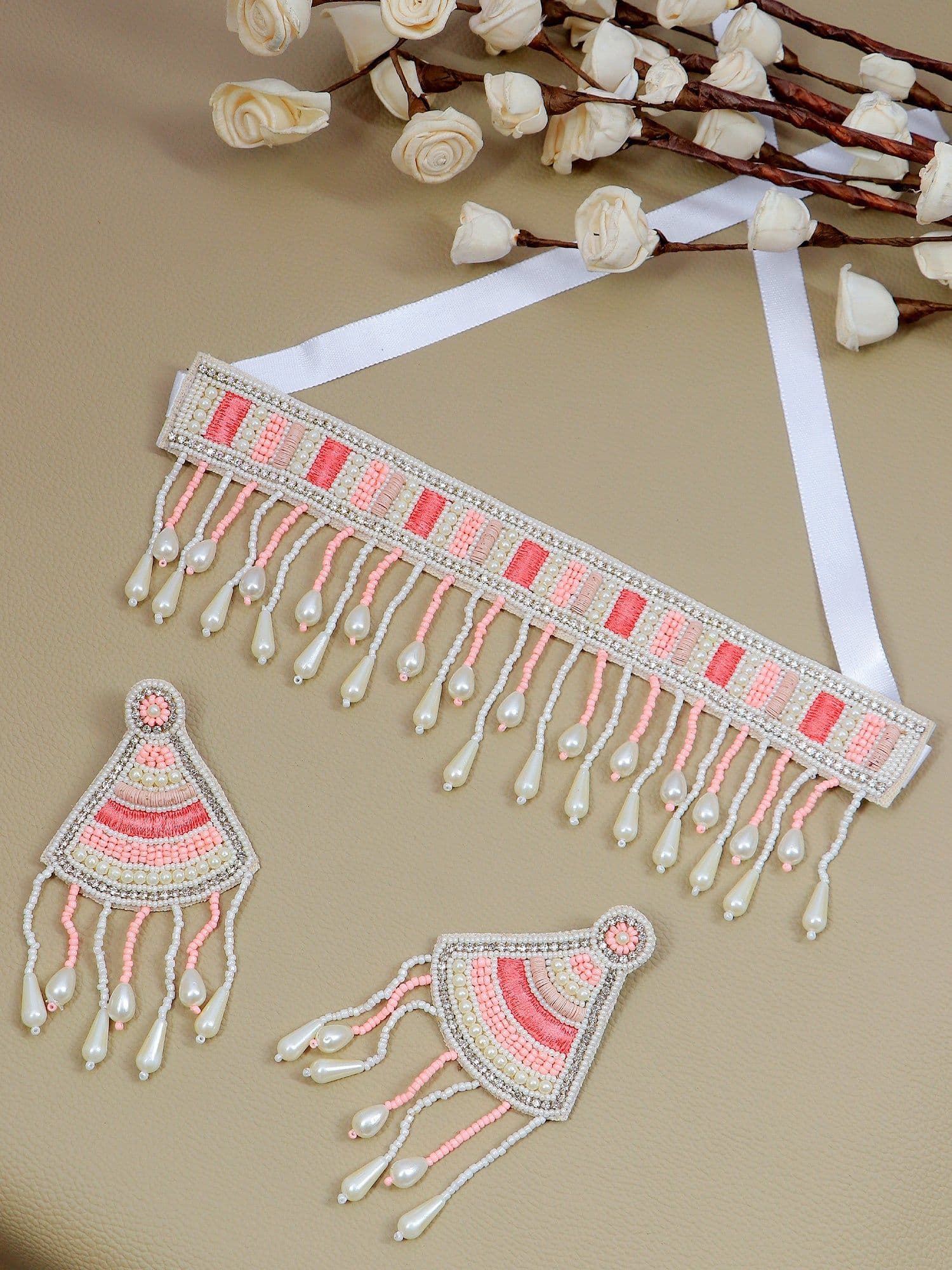 Adorn Yourself with a Pink Handmade Beaded Necklace Set