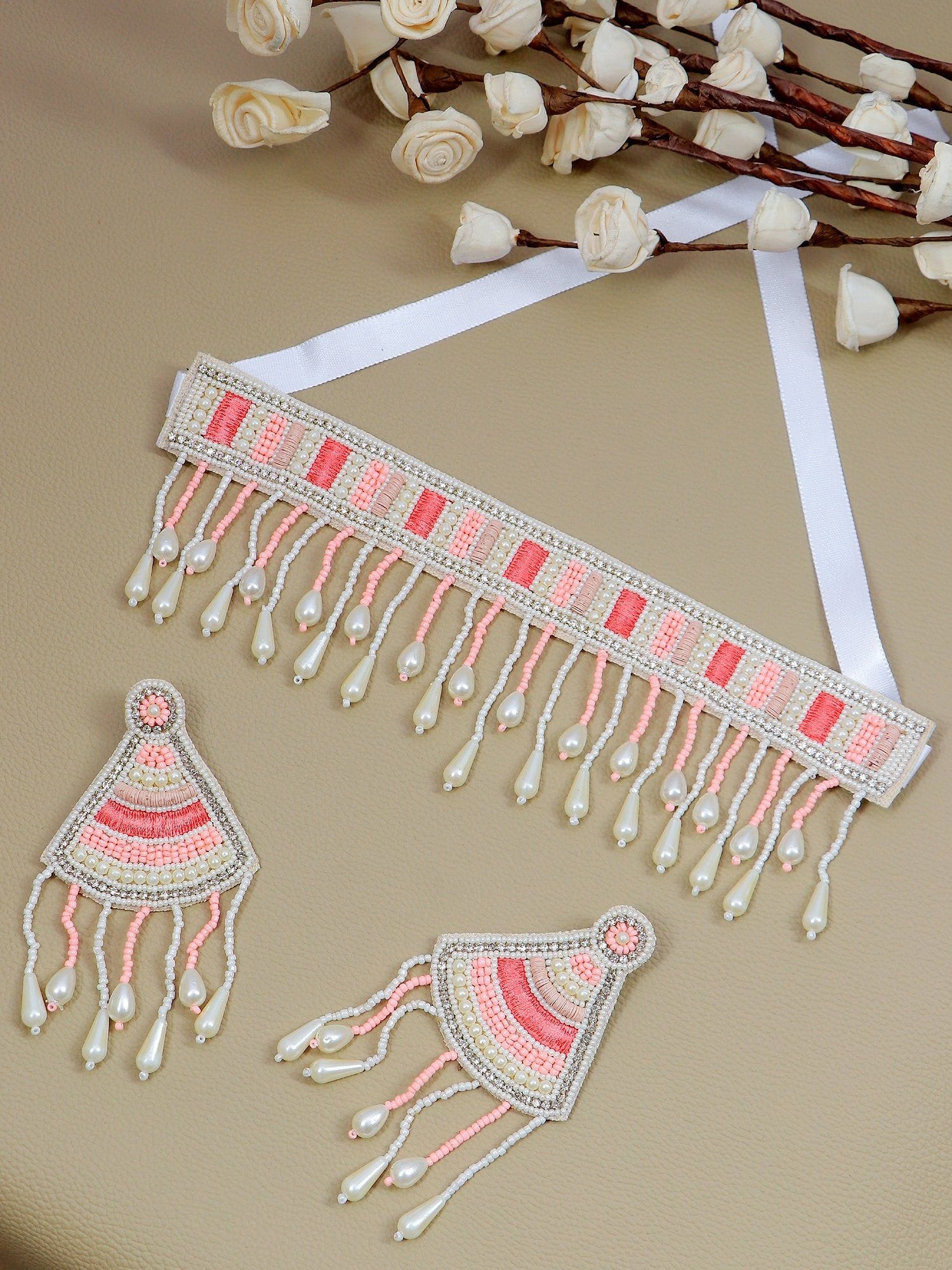 Glistening Pink Treasure - Handmade Beaded Necklace Set