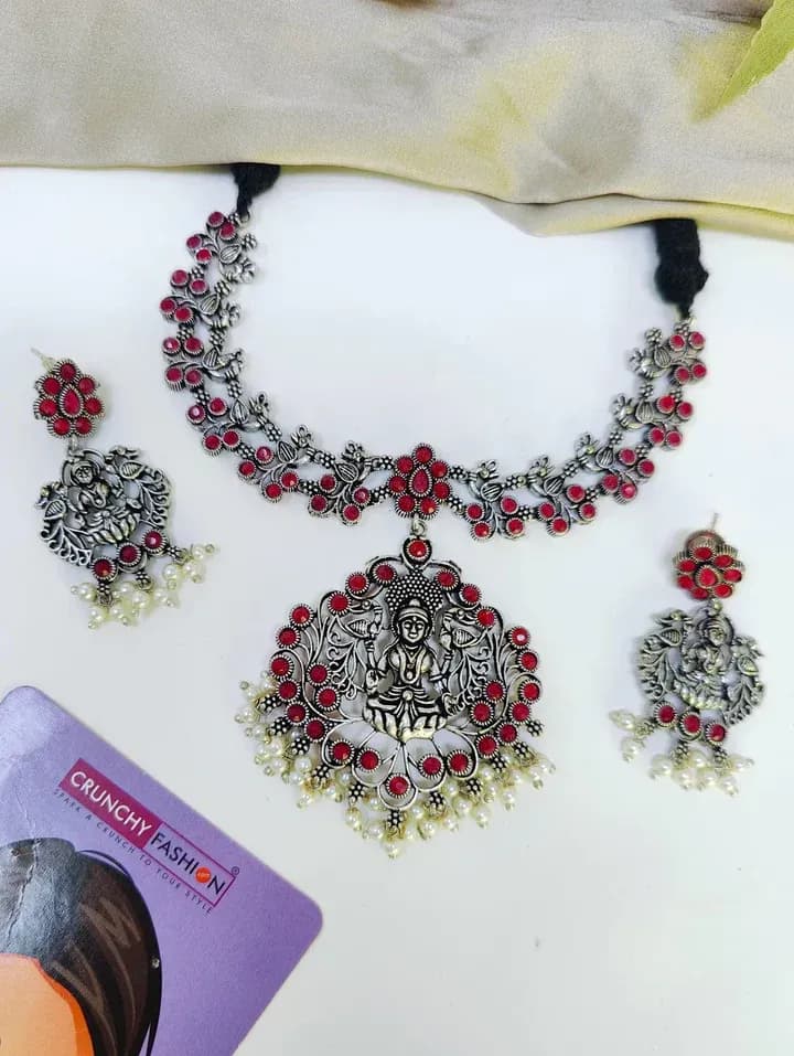 Chic Oxidised Choker, Afghan Boho Jewellery Set for Women | Trendy Girls Fashion