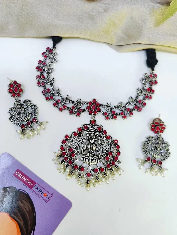 Boho Bliss: Oxidised Choker Jewellery Set for Women's Fashion