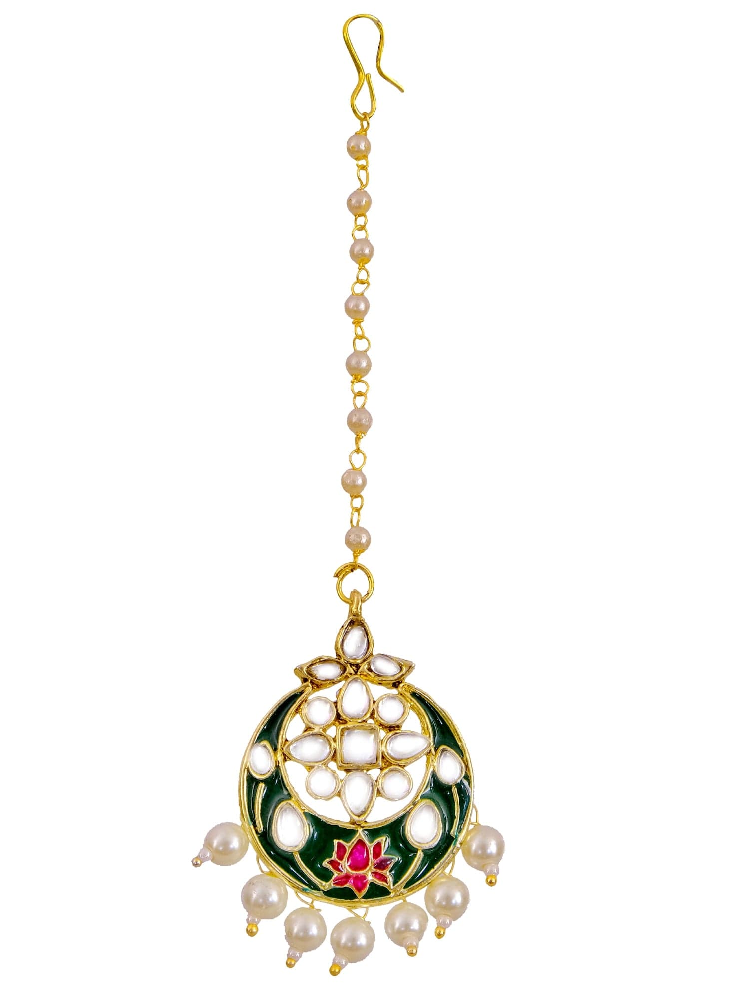 Golden Gleam Half-Moon Maang Tikka – Classical Bridal Design