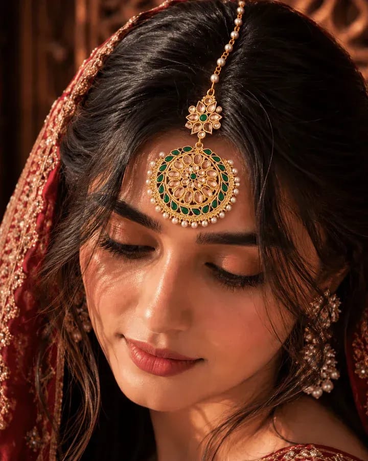Exquisite Gold Maang Tikka Headpiece: The Latest Wedding and Haldi Designs