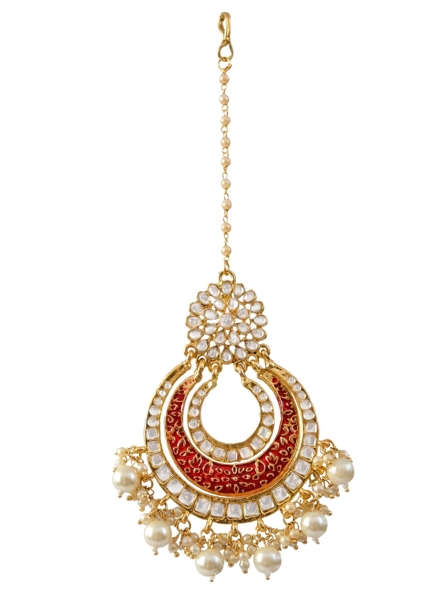 Golden Chandbali Maang Tikka Set - Antique Head Jewellery for Women, Latest 2020 Design