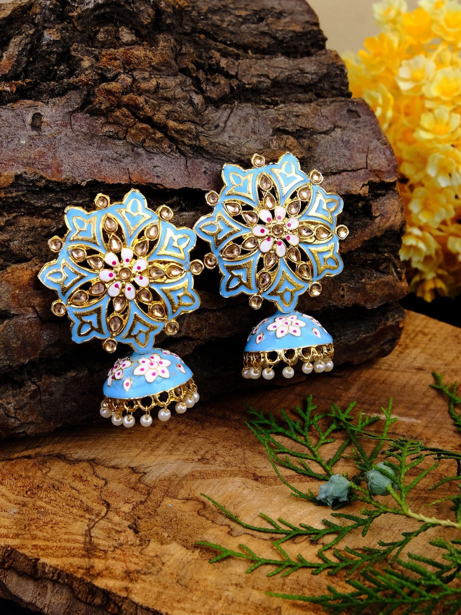 Dazzling Kundan Stone Earrings Ensemble – Traditional Indian Jewelry for Weddings & Parties