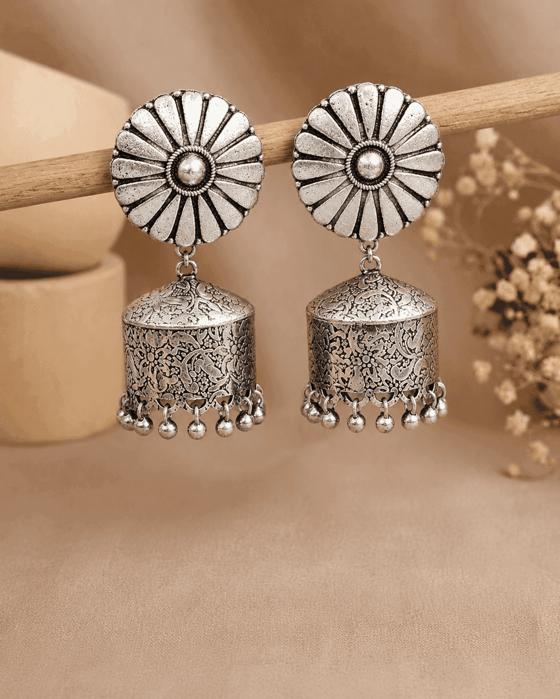 Eternal Sparkle Oxidised Jhumki Earrings with Authentic Indian Design | Traditional Jewellery