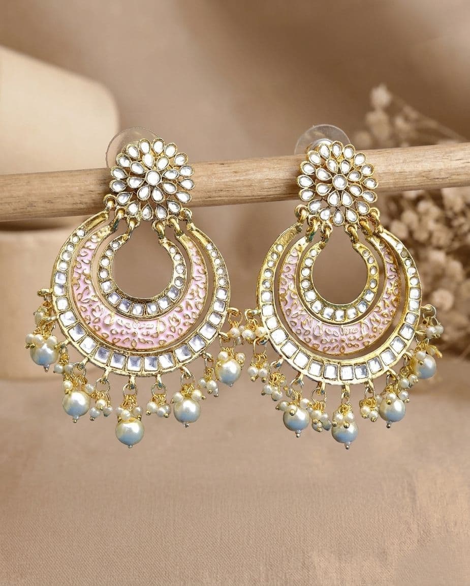 Exquisite Gold Chandbali Earrings - Evoking the Latest Fashion Trend
