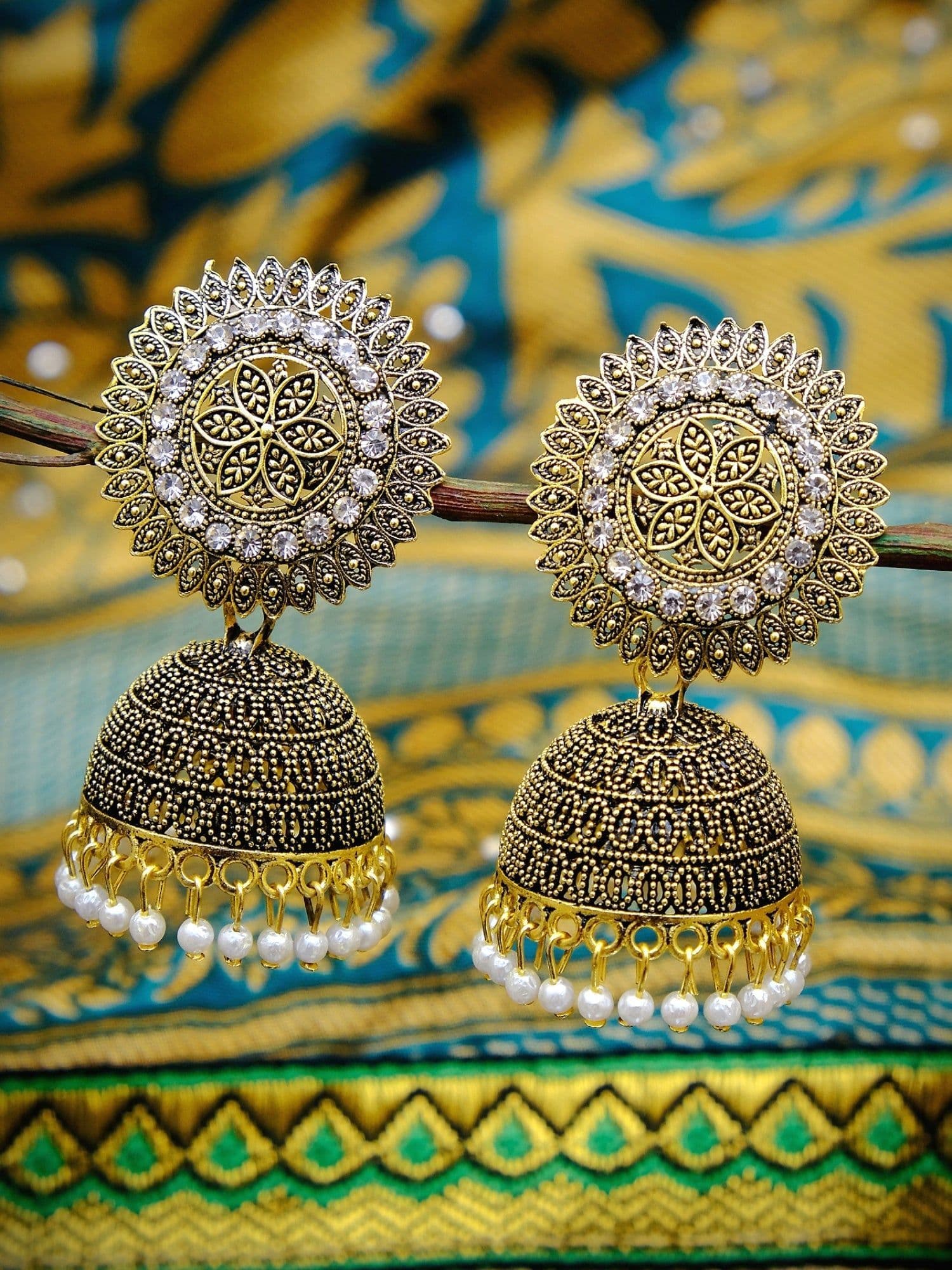Elegant Gold Plated Pearl Drop Jhumka Earrings - Traditional Small Bridal Jewelry
