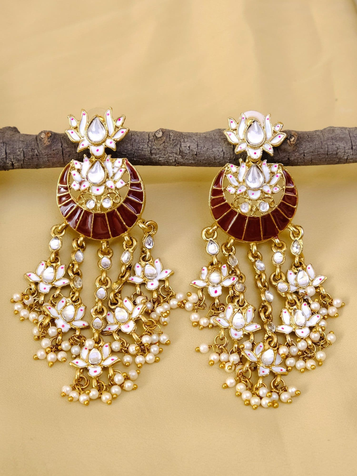 Golden Glam Chandbali Drop Earrings for Women - Traditional Indian Gold Jewelry