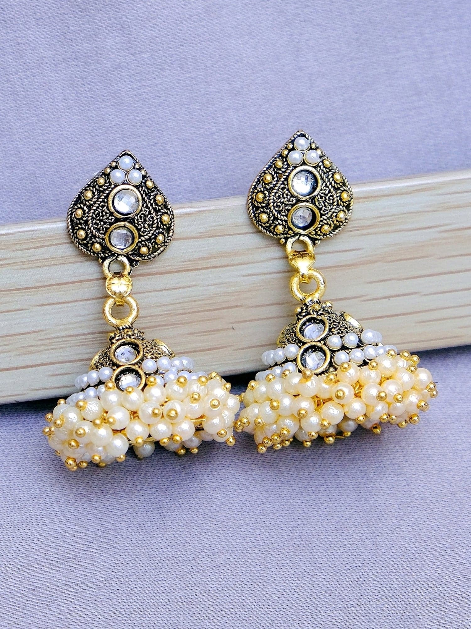 Elephant Motifs Oxidized Drop Earrings in Mint Green for Stylish Party Wear