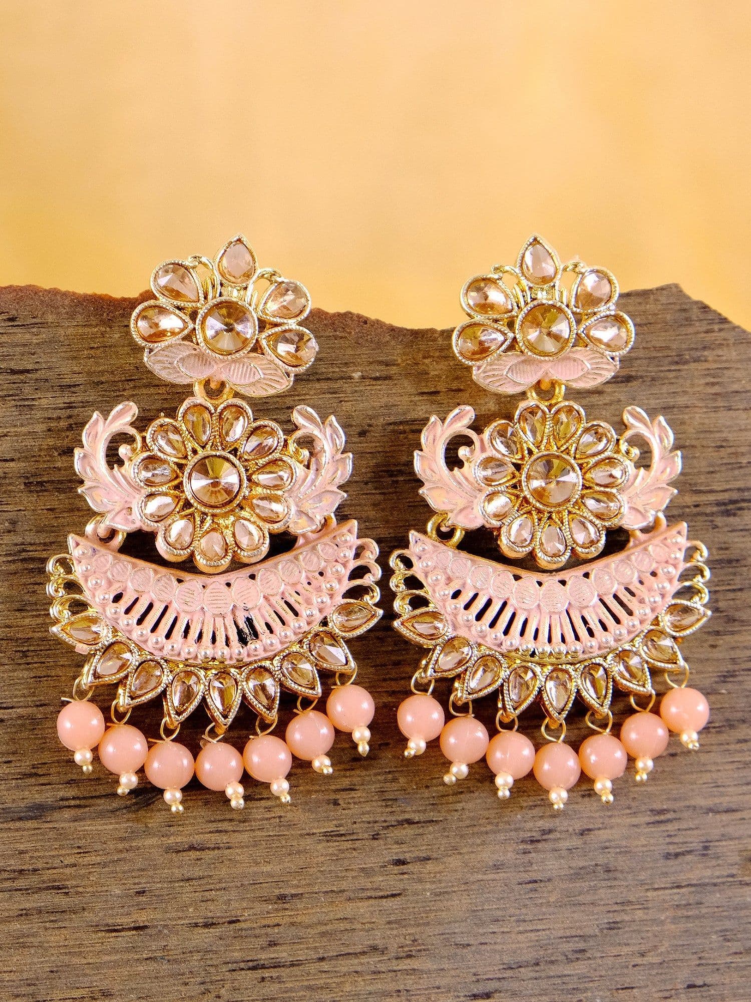 Peach Perfection Asymmetric Pearl Earrings for Fashionable Females
