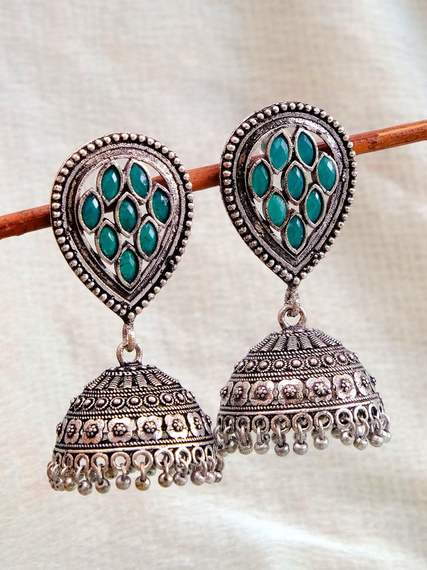 Gorgeous Women's Oxidised Earrings - Traditional Jhumka Style