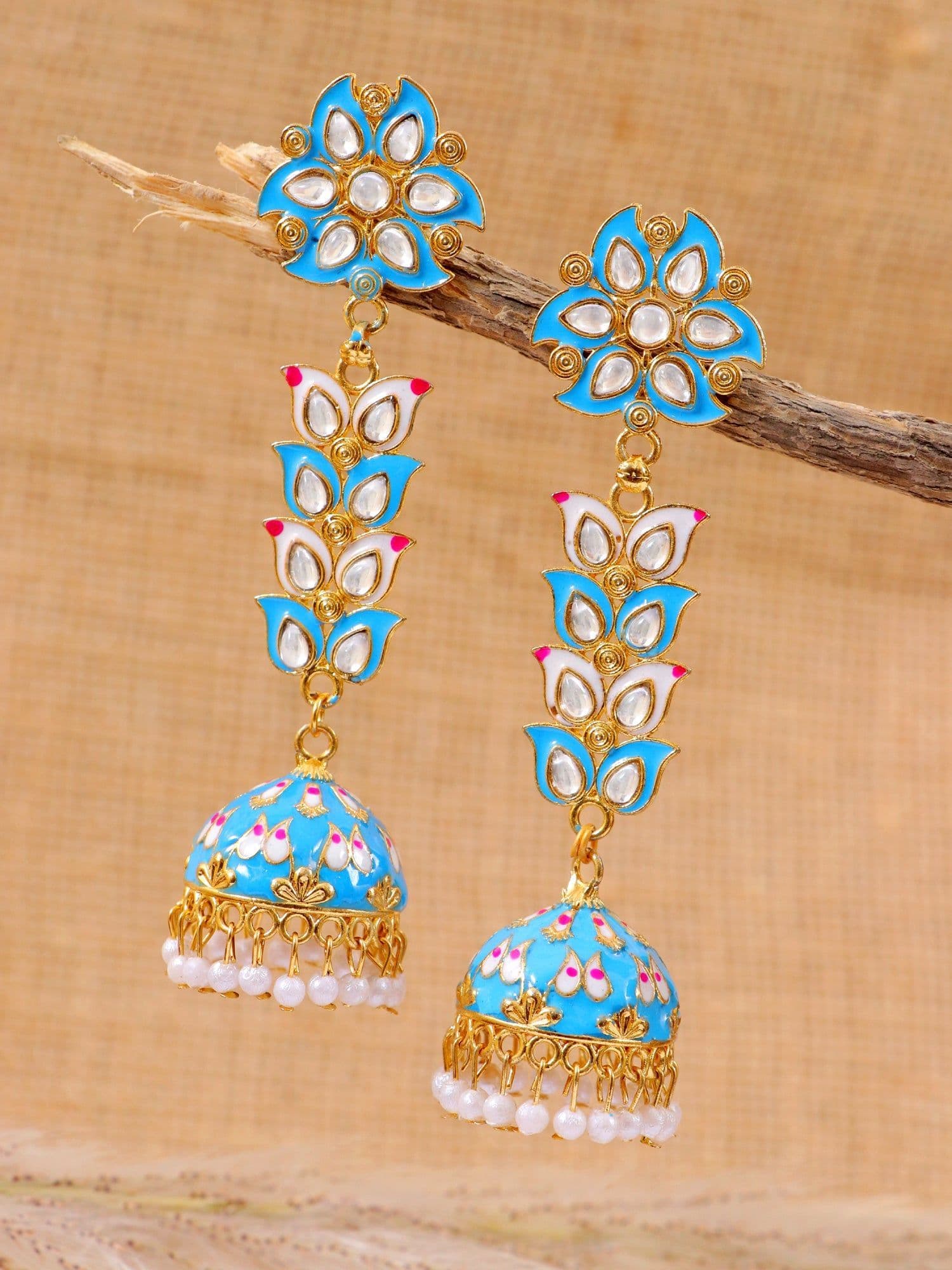 Embrace Elegance with Moti Oxidised Jhumki Style Earrings