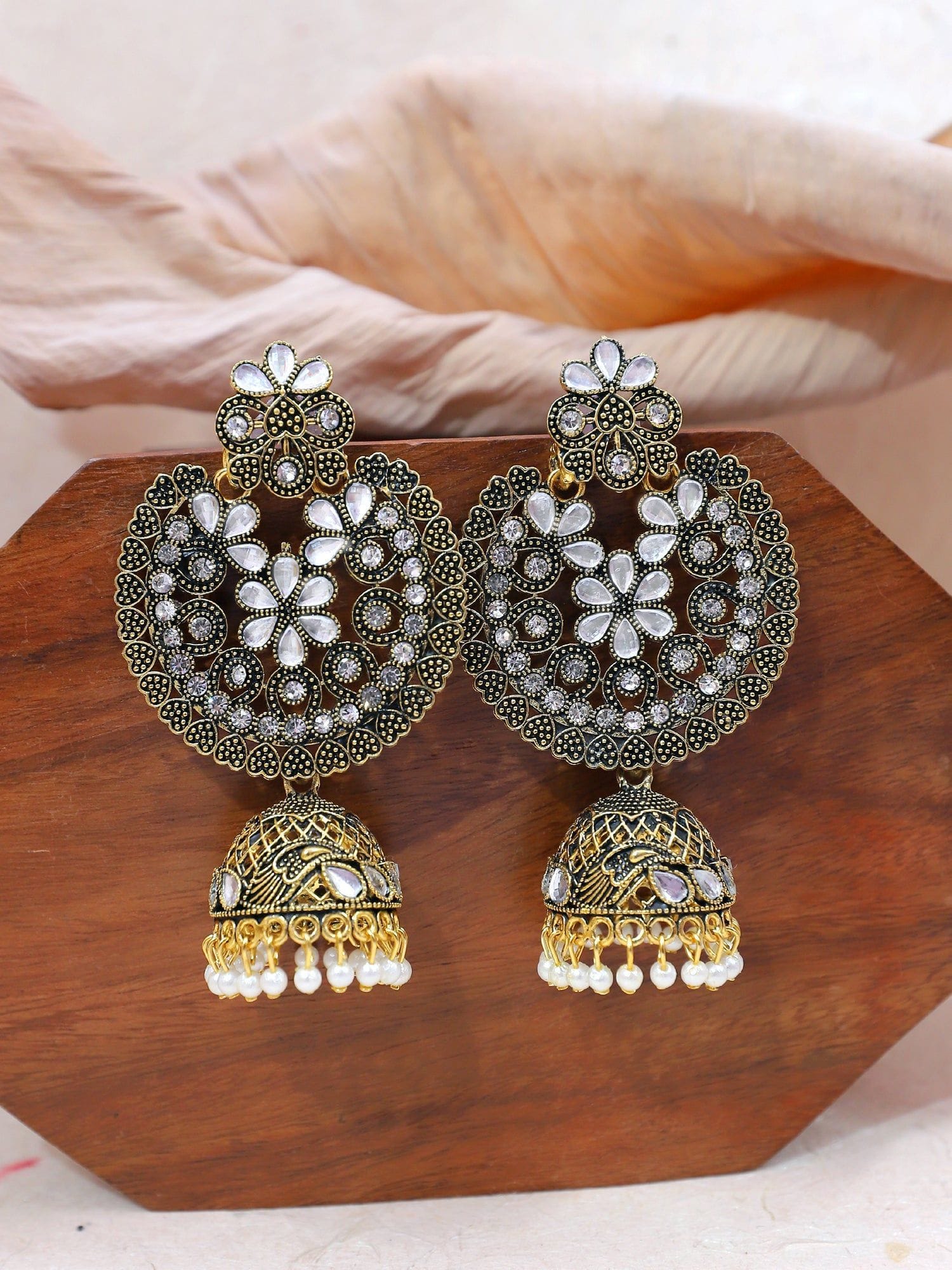Graceful Sway: Exquisite Handmade Beaded Jhumka Earrings for Girls