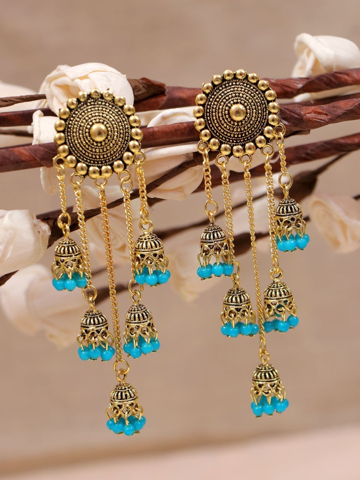 Radiant Gold Plated Beaded Earrings for Stylish Girls & Women