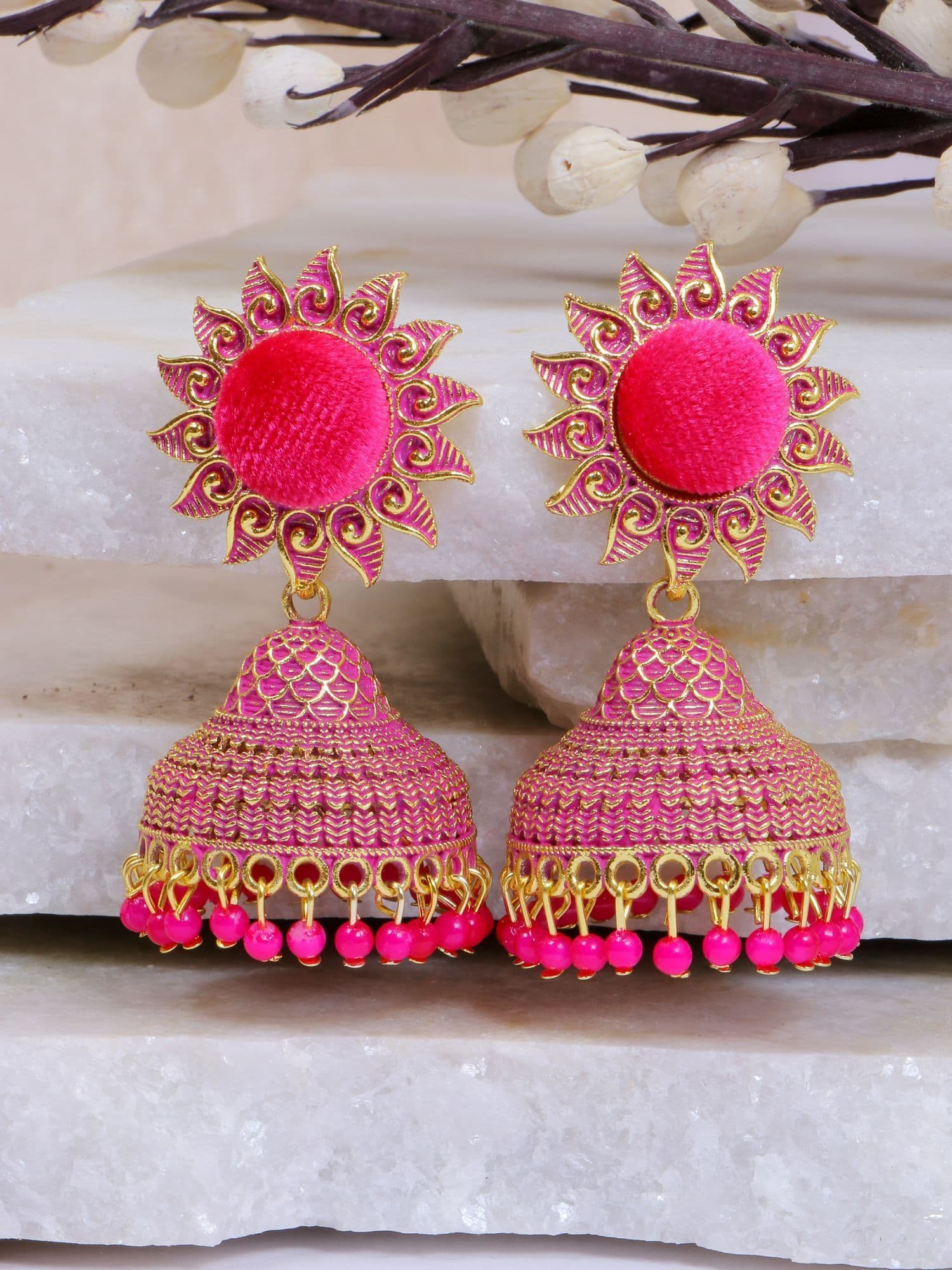 Swirl in Grace Traditional Jhumki Earrings for Women - Elegant Indian Jewelry Piece