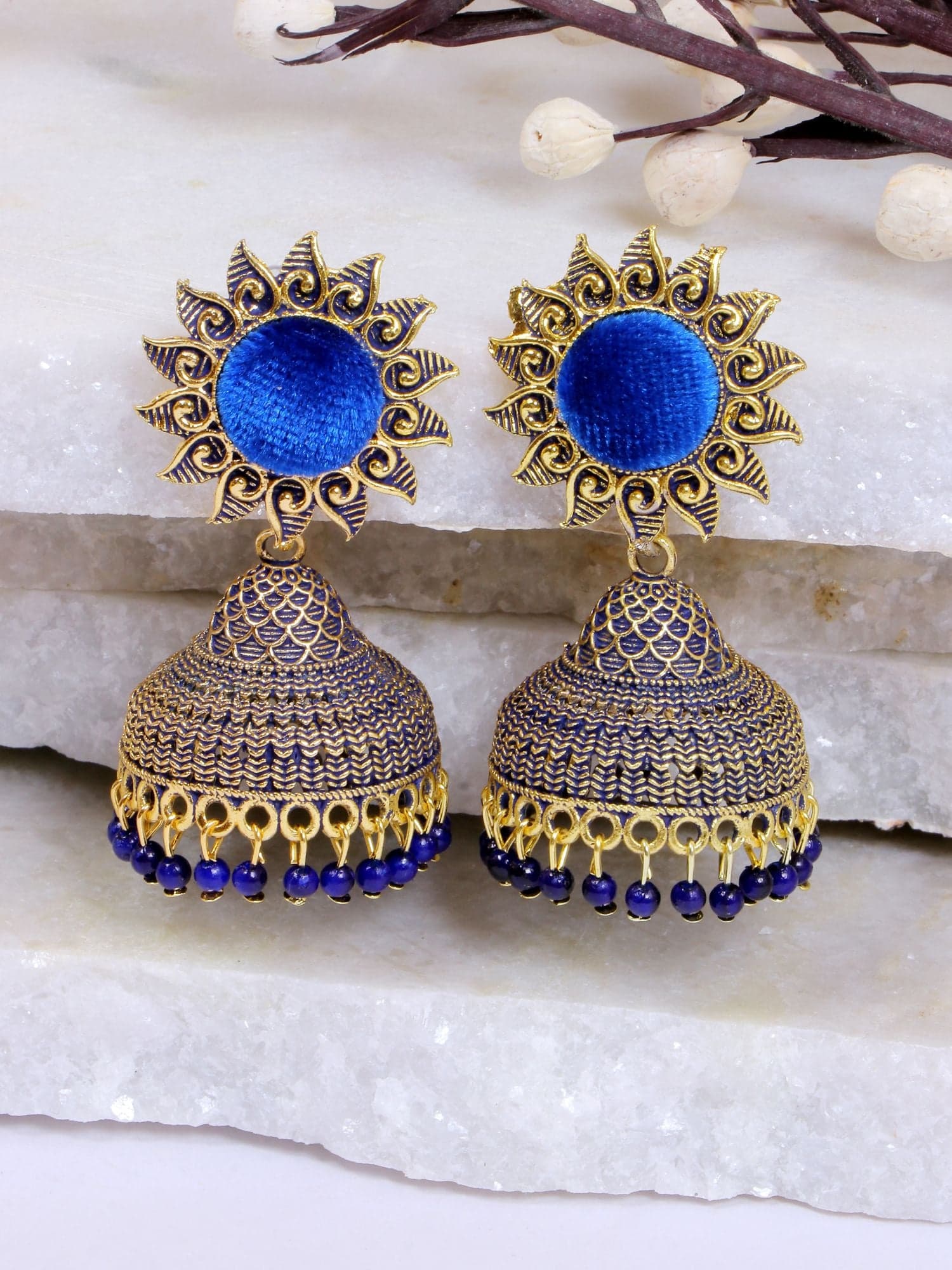 Shimmering Azure - Round Earrings for Fashion Forward Females