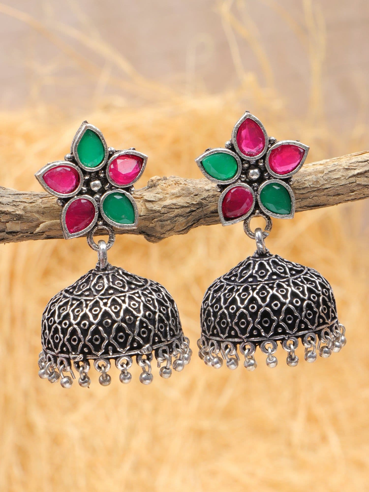 Silver Jhumka: Oxidised Charm in Large and Small Designs