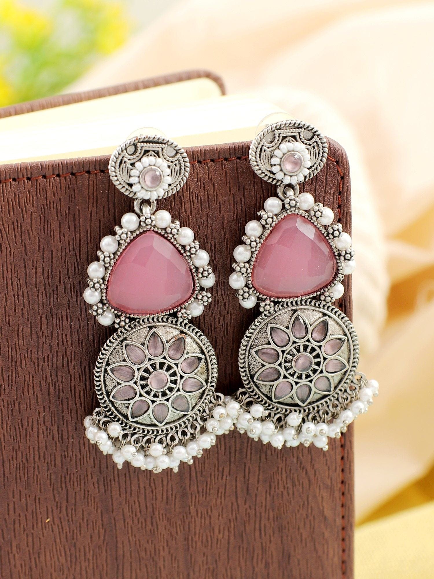 Pink Stone Obsession: Oxidized Earring with an Antique Aesthetic