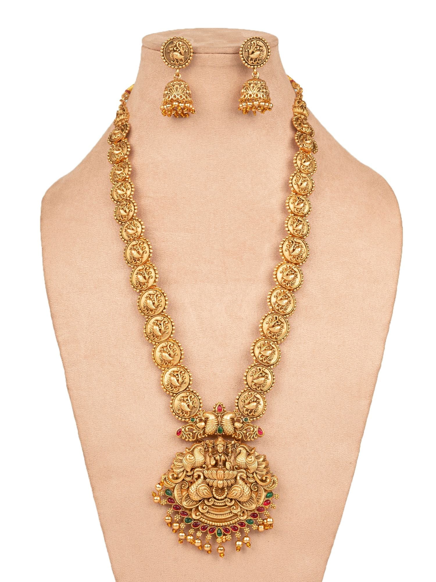 Laxmi Devi Nakshi Temple Jewellery Haram Set for Brides – South Indian Luxury Bridal Accessory