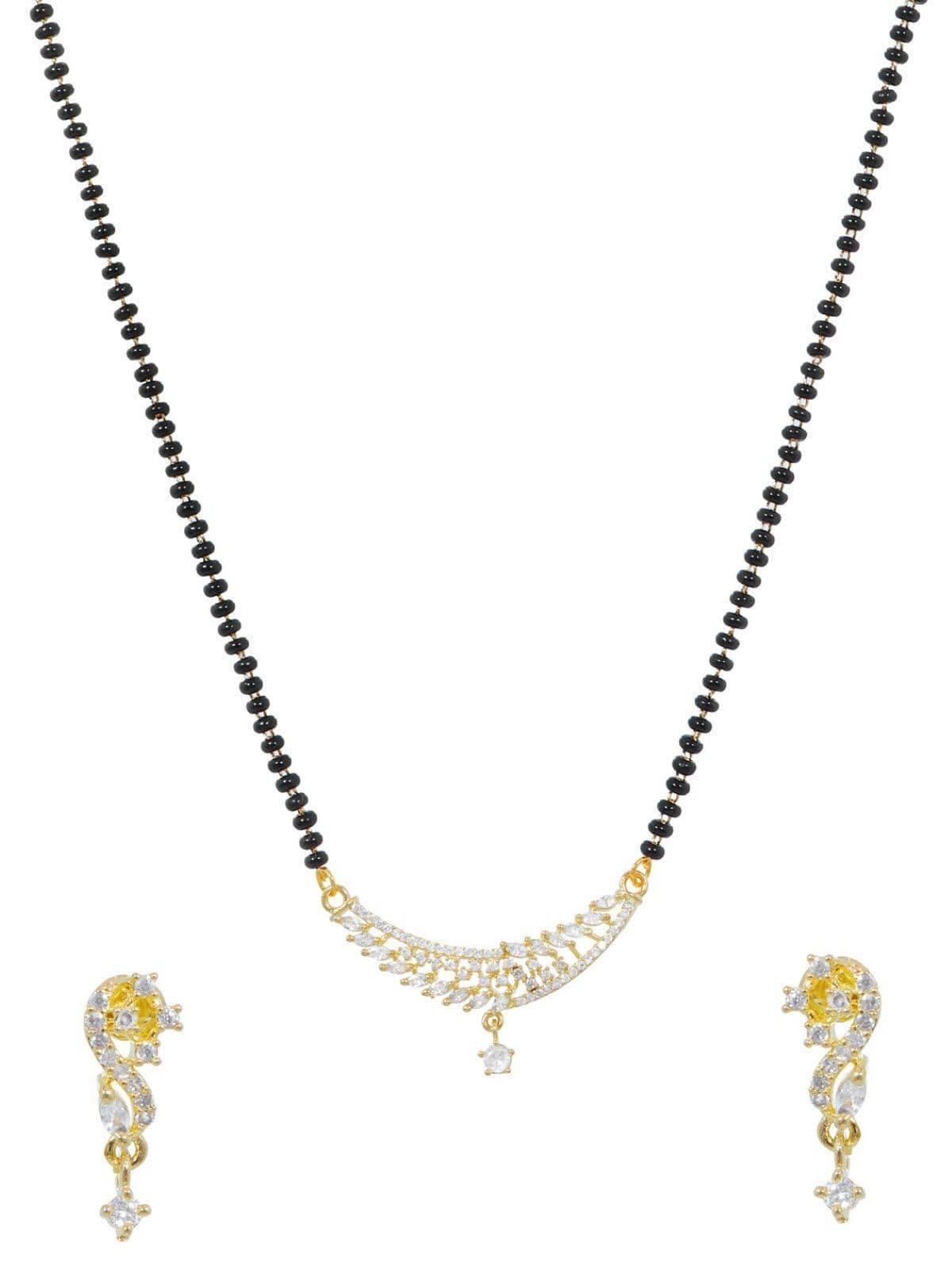 Beaded Elegance: Your AD Mangalsutra Set with Short Design & Earrings