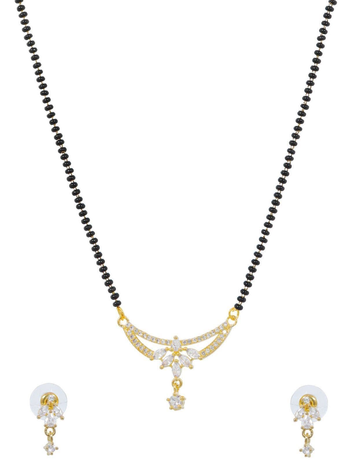Bridal Bling: Mangalsutra Earrings Set Adorned with American Diamonds
