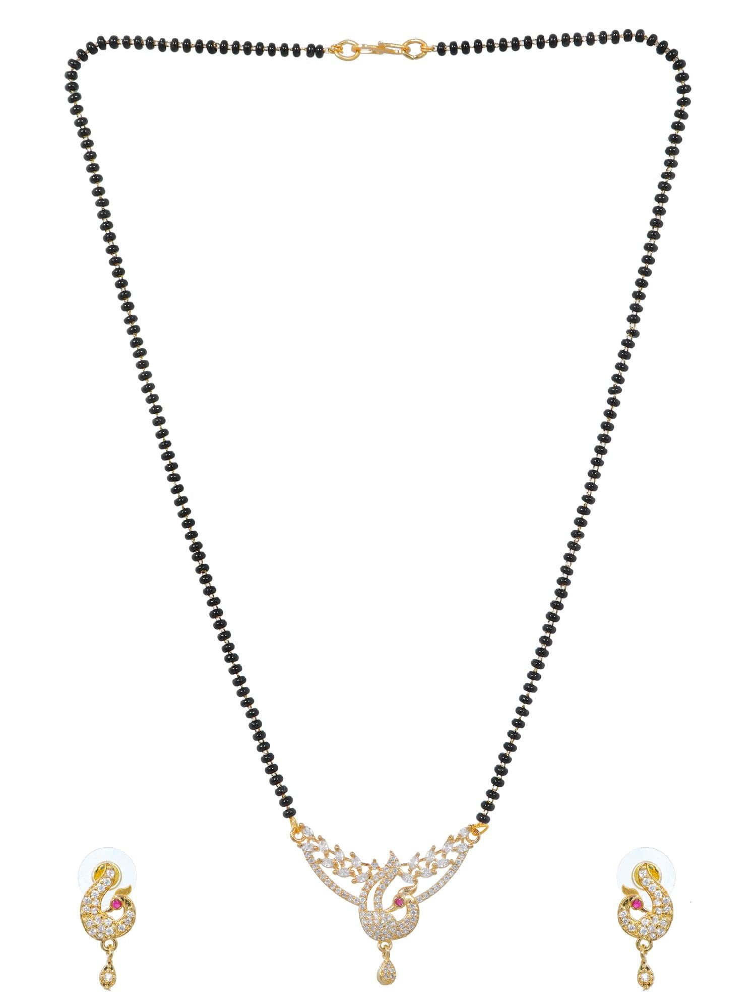 Peacock Majesty: Adorned Mangalsutra with Artistic Peacock Motif