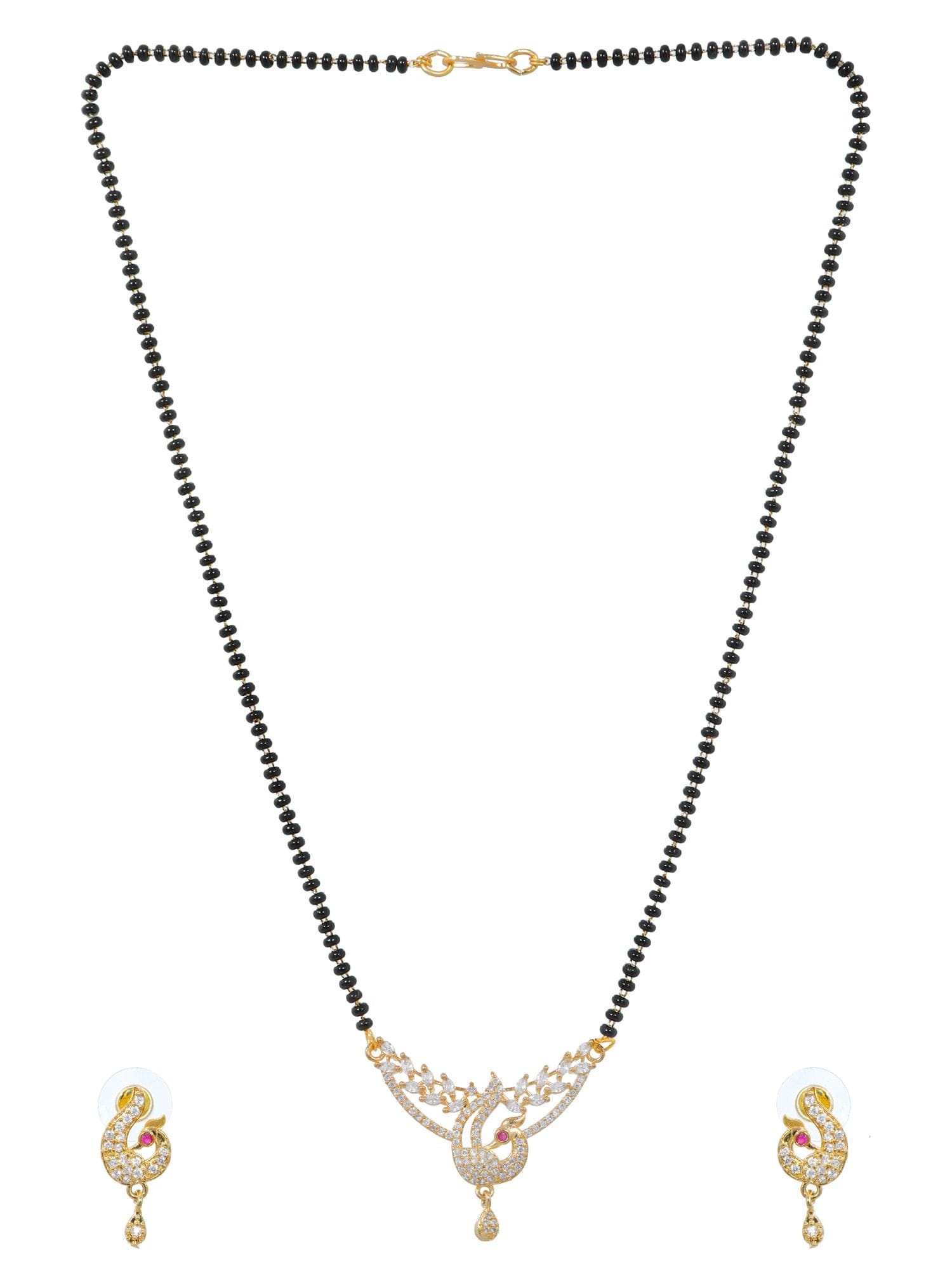 Peacock Majesty: Adorned Mangalsutra with Artistic Peacock Motif