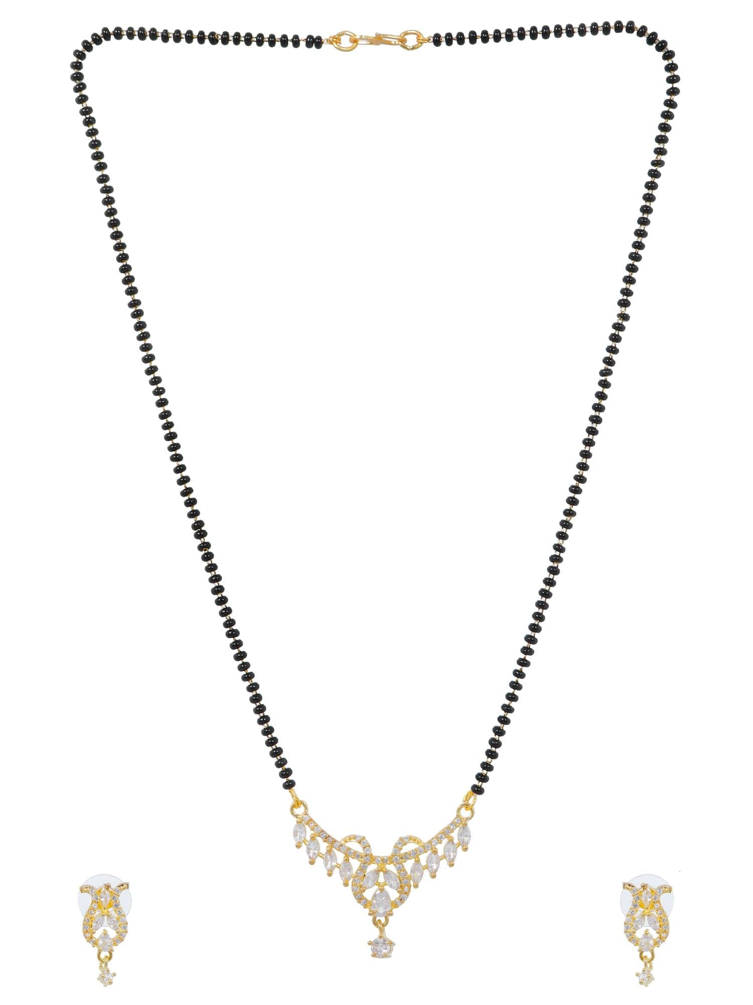 Dazzling Black Beaded Mangalsutra and Earrings Set for Ladies