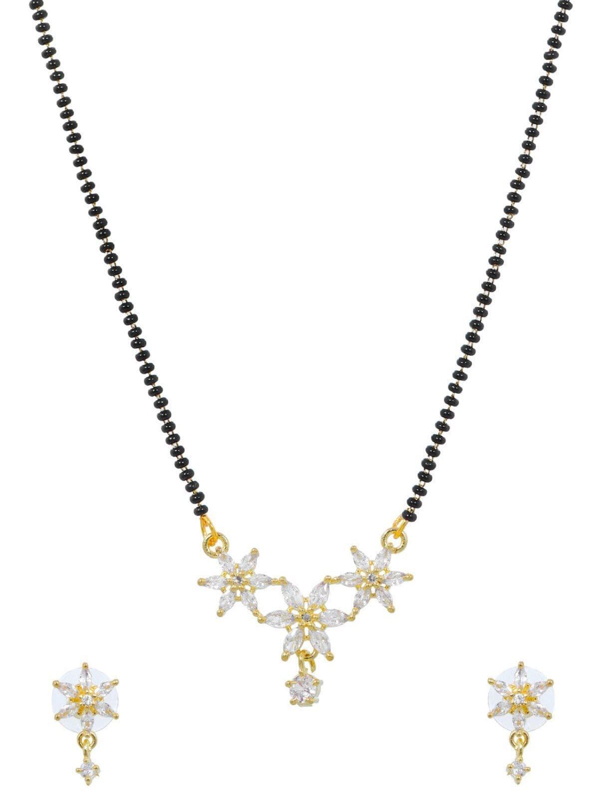 Beaded Charm: Splendid Flower Design Mangalsutra Set for Women