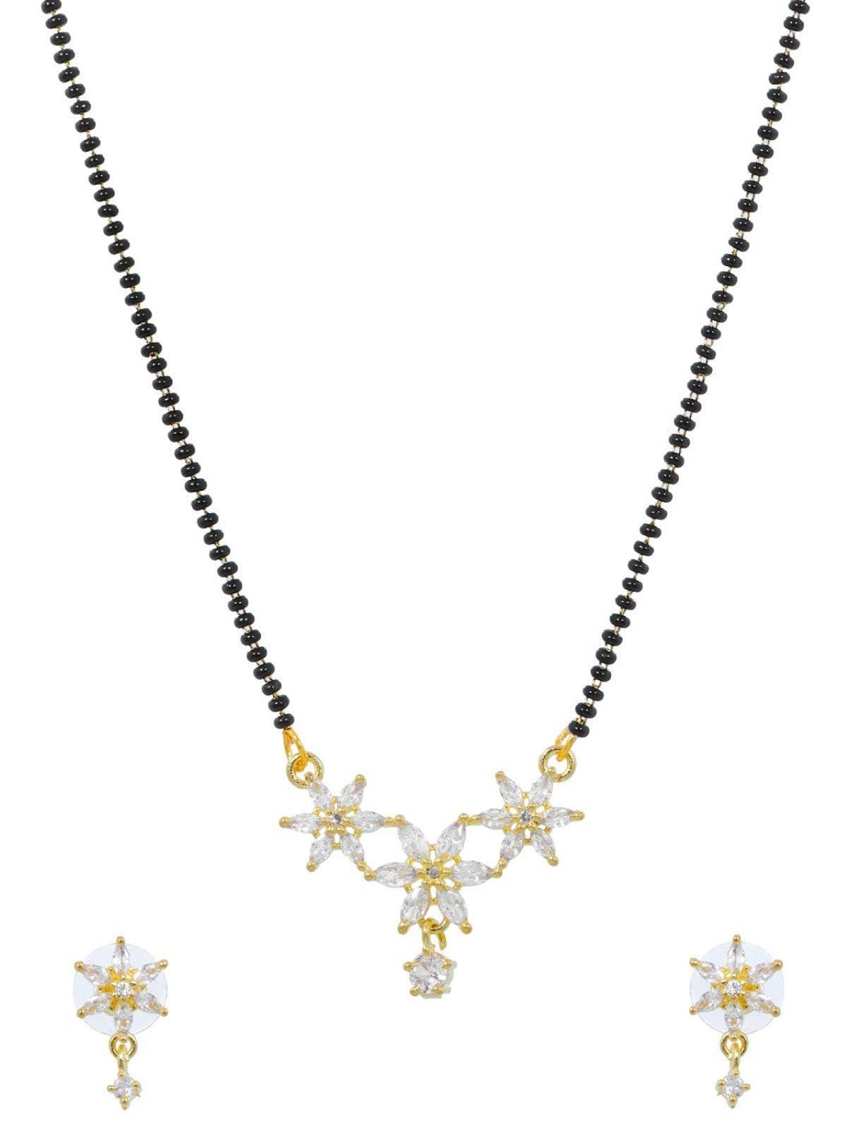 Blossom Bliss Beaded Mangalsutra Set: Latest Fancy Flower Design for Women